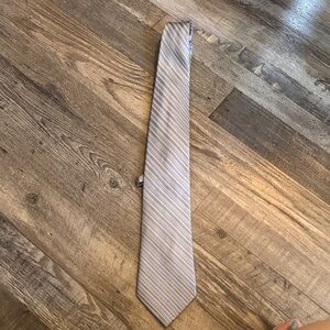 Claiborne Men's Tie in Gray and Cream Stripes